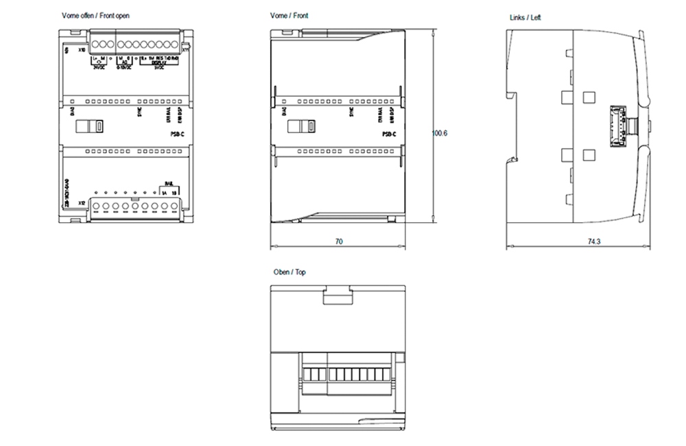 Kích thước Siemens Simatic 6ES7228-1RC51-0AA0 : Bộ tín hiệu nguồn EMS400S Simatics S7-1200