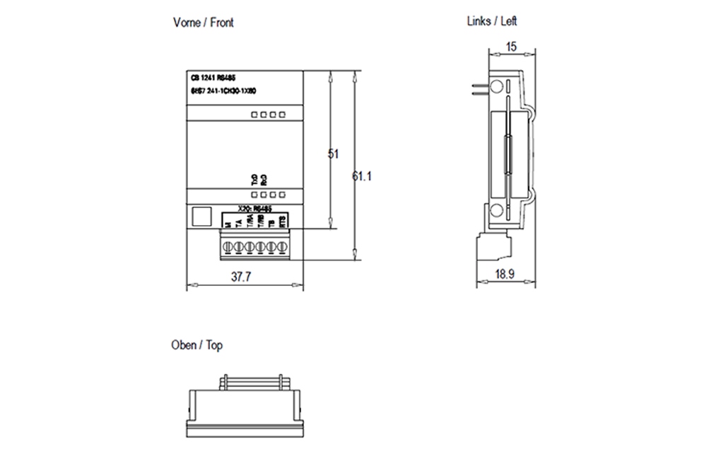 Kích thước Siemens Simatic 6ES7241-1CH30-1XB0 : Bảng truyền thông CB 1241 Simatics S7-1200