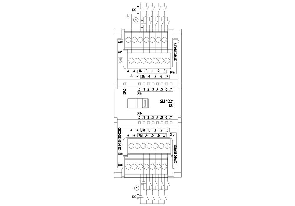 Cách đấu nối Siemens Simatic 6ES7221-1BH32-0XB0 : Mô đun SM 1221 Simatics S7-1200