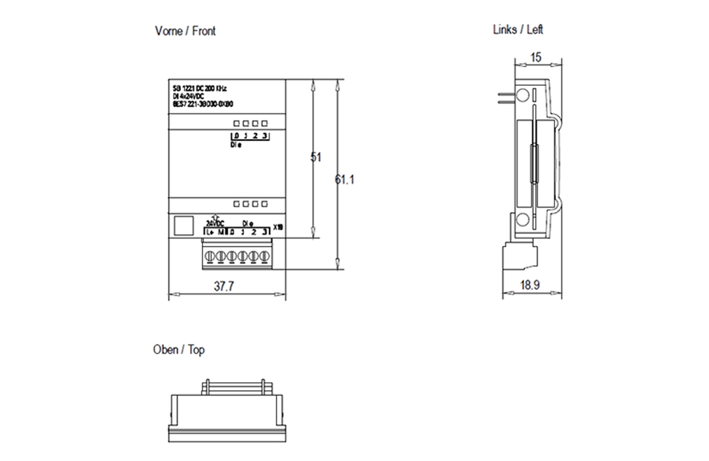 Kích thước Siemens Simatic 6ES7221-3BD30-0XB0 : Mô đun SB 1221 Simatics S7-1200