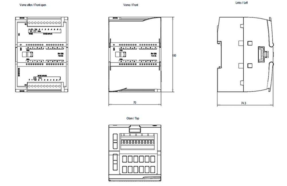 Kích thước Siemens Simatic 6ES7226-6BA32-0XB0 : Mô đun SM 1226 Simatics S7-1200