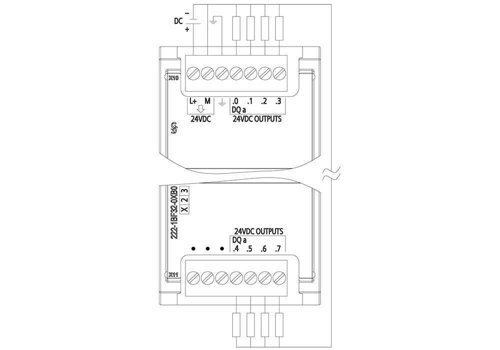 Cách đấu nối Siemens Simatic 6ES7222-1BH32-0XB0 : Mô đun SM 1222 Simatics S7-1200