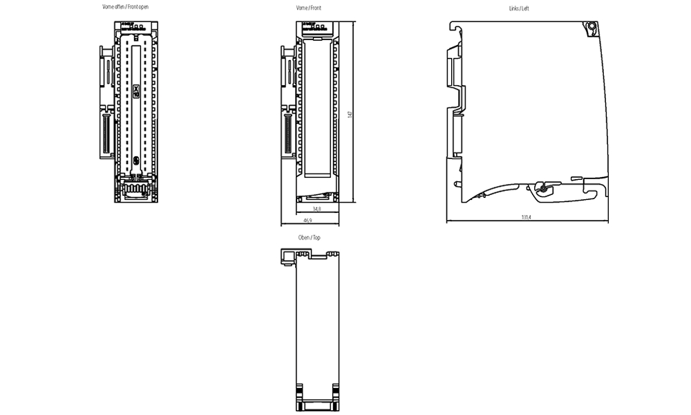 Kích thước Siemens Simatic 6ES7531-7NF00-0AB0 : Mô đun đầu vào analog Simatics S7-1500