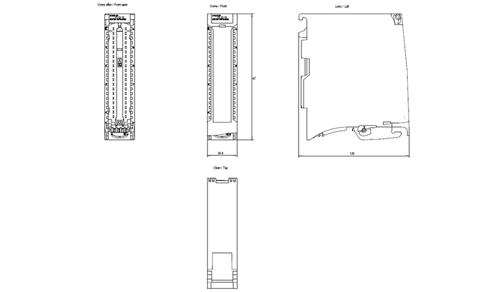 Kích thước Siemens Simatic 6ES7531-7NF10-0AB0 : Mô đun đầu vào analog Simatics S7-1500