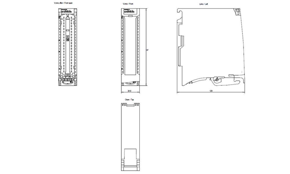 Kích thước Siemens Simatic 6ES7532-5HD00-0AB0 : Mô đun đầu ra analog Simatics S7-1500