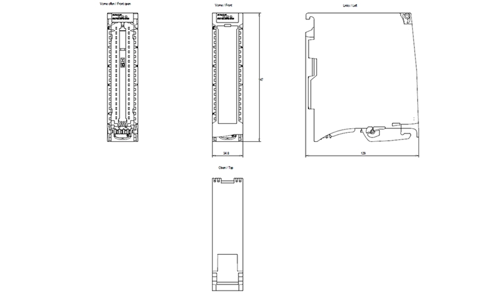 Kích thước Siemens Simatic 6ES7532-5HF00-0AB0 : Mô đun đầu ra analog Simatics S7-1500