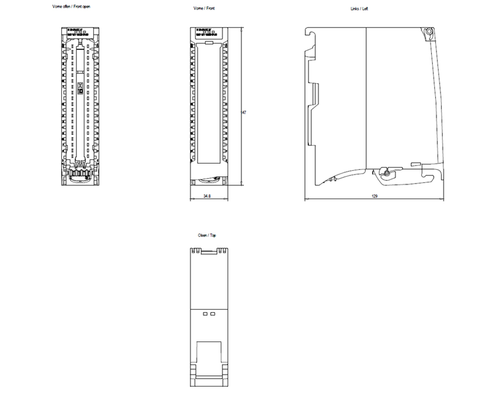Kích thước Siemens Simatic 6ES7521-1BL00-0AB0 : Mô đun đầu vào digital Simatics S7-1500