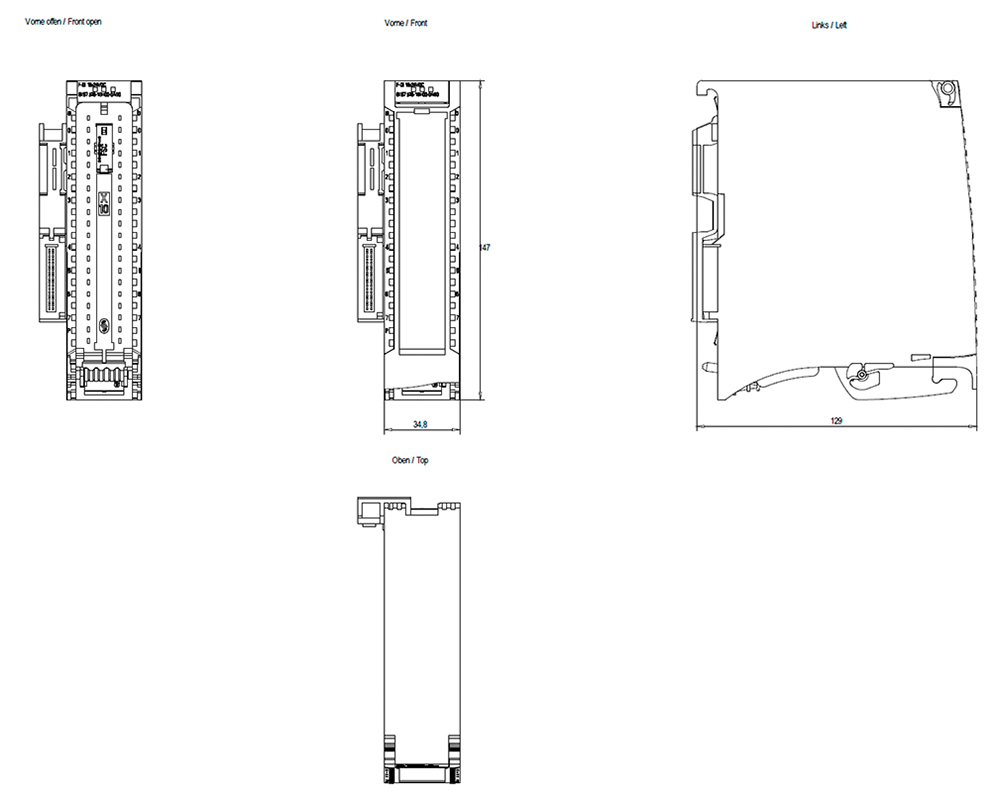 Kích thước Siemens Simatic 6ES7526-1BH00-0AB0 : Mô đun đầu vào digital Simatics S7-1500