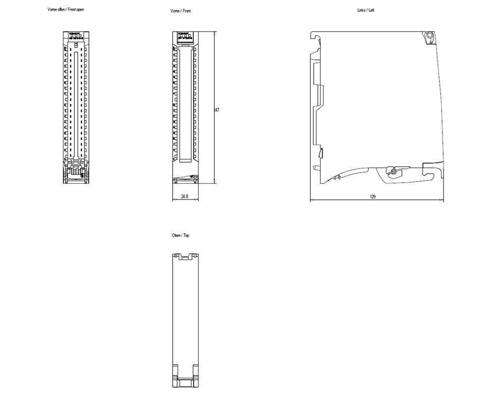 Kích thước Siemens Simatic 6ES7522-1BH10-0AA0 : Mô đun đầu ra digital Simatics S7-1500