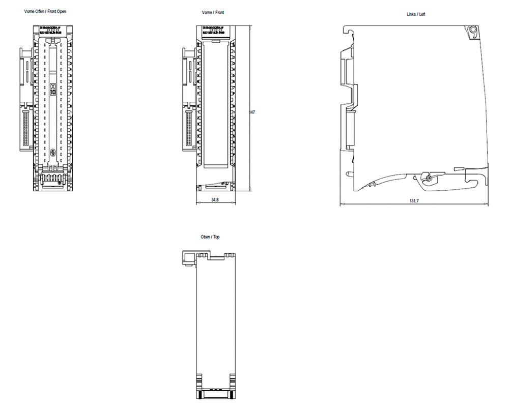 Kích thước Siemens Simatic 6ES7522-1BL01-0AB0 : Mô đun đầu ra digital Simatics S7-1500