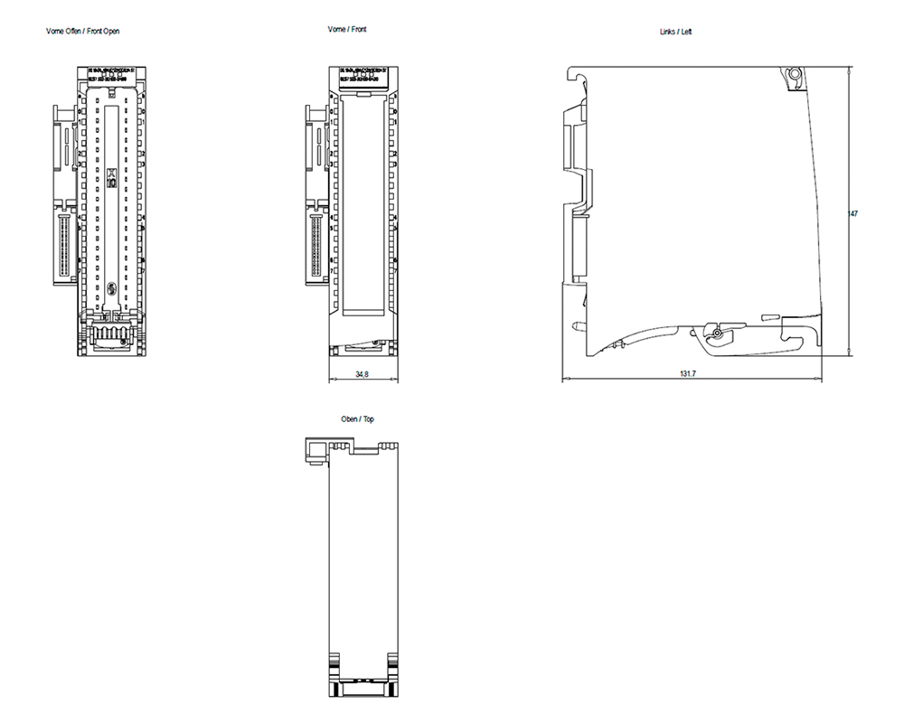 Kích thước Siemens Simatic 6ES7522-5EH00-0AB0 : Mô đun đầu ra digital Simatics S7-1500