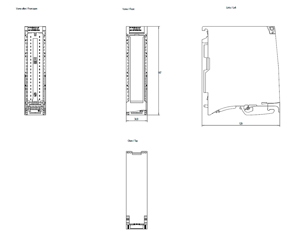 Kích thước Siemens Simatic 6ES7522-5FH00-0AB0 : Mô đun đầu ra digital Simatics S7-1500