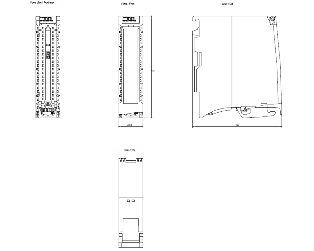 Kích thước Siemens Simatic 6ES7522-5HF00-0AB0 : Mô đun đầu ra digital Simatics S7-1500