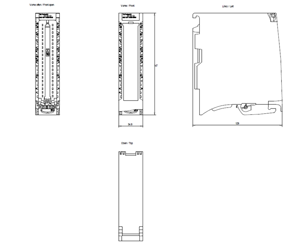 Kích thước Siemens Simatic 6ES7551-1AB00-0AB0 : Mô đun TM POSINUT 2 Simatics S7-1500